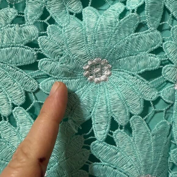 Saylor Floral Eyelet Midi Dress Light Blue Size Small Feminine Romantic - Picture 6 of 8